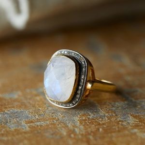 Evening Star Moonstone and Diamond Ring